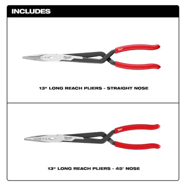Long Needle Nose Pliers Set with Slip Resistant Grip (2-Piece)