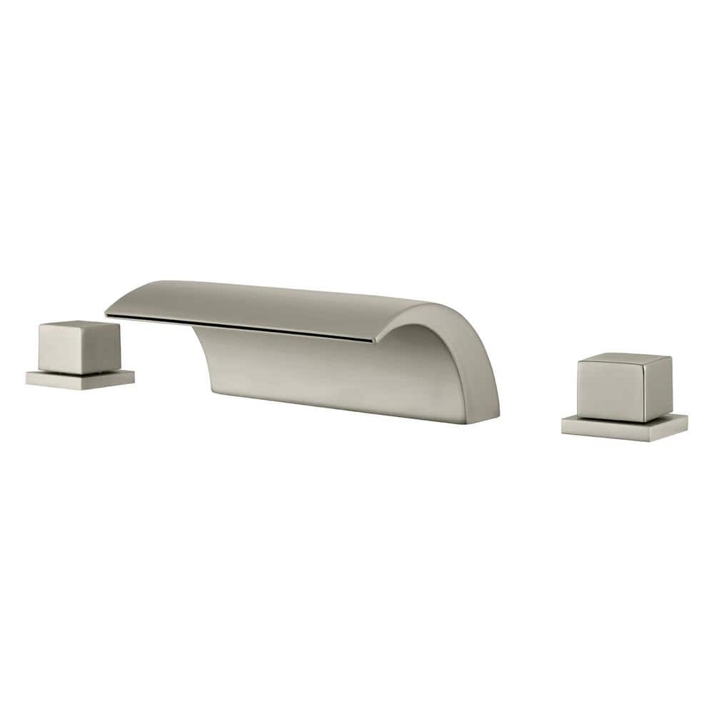 WELLFOR Waterfall Spout 8 in. Widespread Double Handle Bathroom Faucet ...