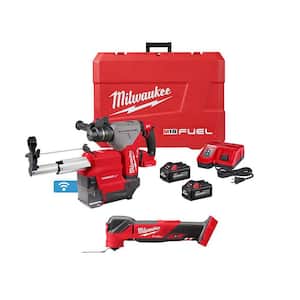 M18 FUEL 18V Lithium-Ion Brushless 1-1/8 in. Cordless SDS-Plus Rotary Hammer/Dust Extractor Kit & Oscillating Multi-Tool