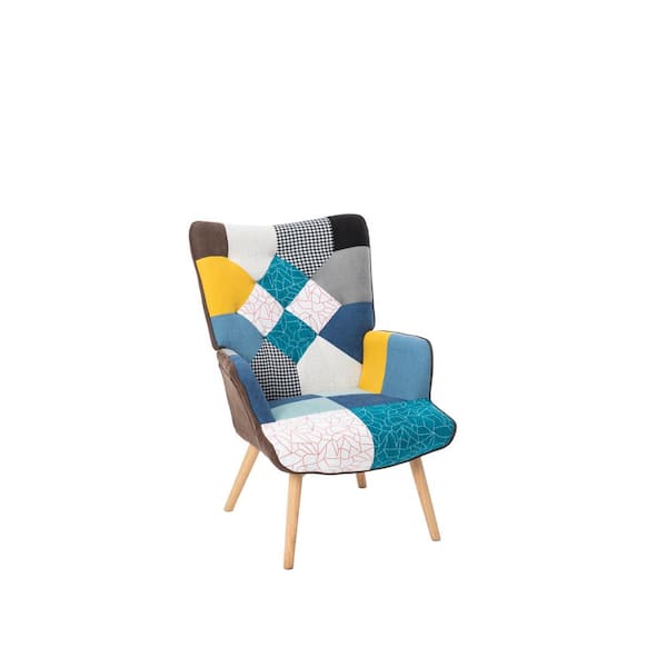 TIRAMISUBEST TD Garden Wood Lounge Chair Ergonomic Comfort With Multi-Colored Cushion
