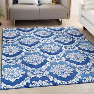 Whimsicle Blue 5 ft. x 7 ft. Floral French Country Area Rug