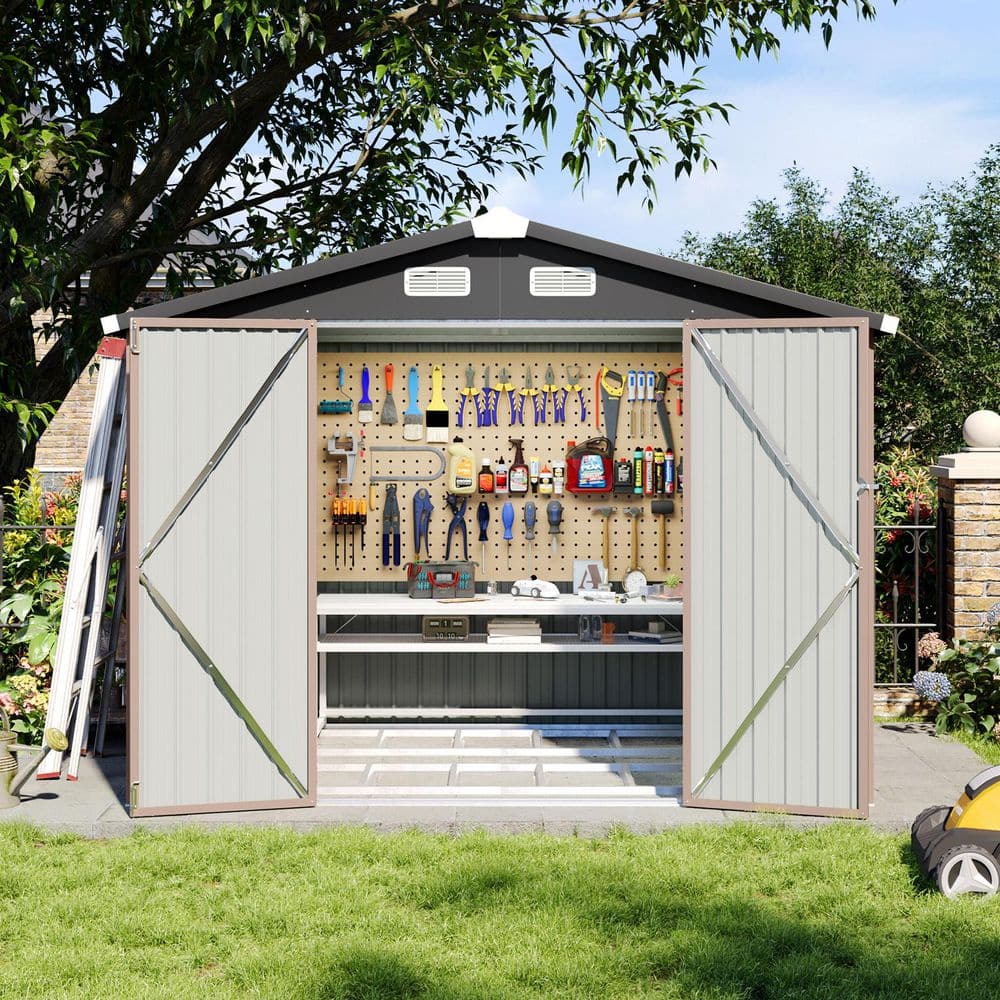 Have a question about Sizzim Brown 8 ft. W x 5.3 ft. D Metal Shed