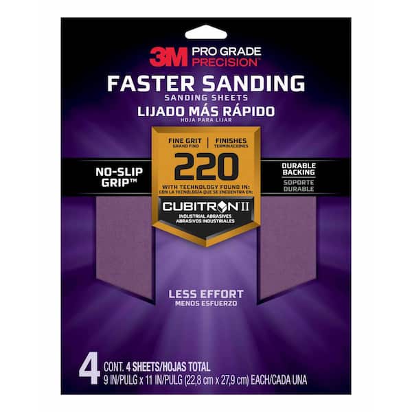 3M Pro Grade Precision 9 in. x 11 in. 220 Grit Fine Advanced Sanding Sheets (4-Pack) (Case of 20)