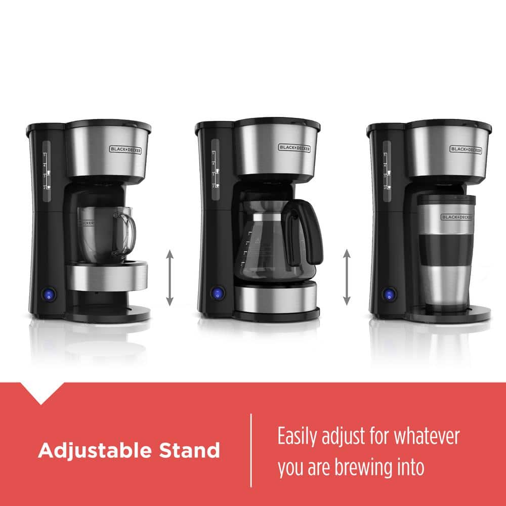 Black and Silver 5-Cup 4-in-1 Coffee Maker with Thermal Mug