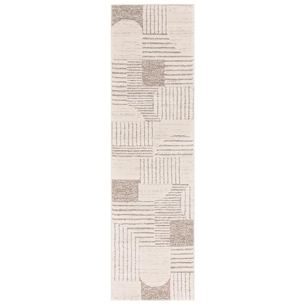Concord Global Trading Retro Beige 3 ft. x 9 ft. Contemporary Runner Rug