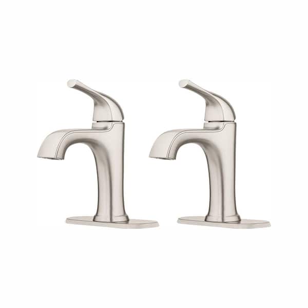 Pfister Ladera Single Handle Single Hole Bathroom Faucet with Deckplate Included in Spot Defense Brushed Nickel (2 Pack)