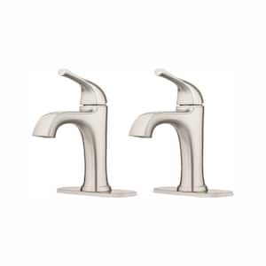 Ladera Single Handle Single Hole Bathroom Faucet with Deckplate Included in Spot Defense Brushed Nickel (2 Pack)