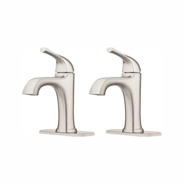 Ladera Single Handle Single Hole Bathroom Faucet with Deckplate Included in Spot Defense Brushed Nickel (2 Pack)