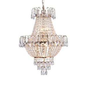 7-Light 16.9 in. W Gold Crystal Chandeliers, Large Contemporary Luxury Ceiling Lighting for Living Room, No Bulbs