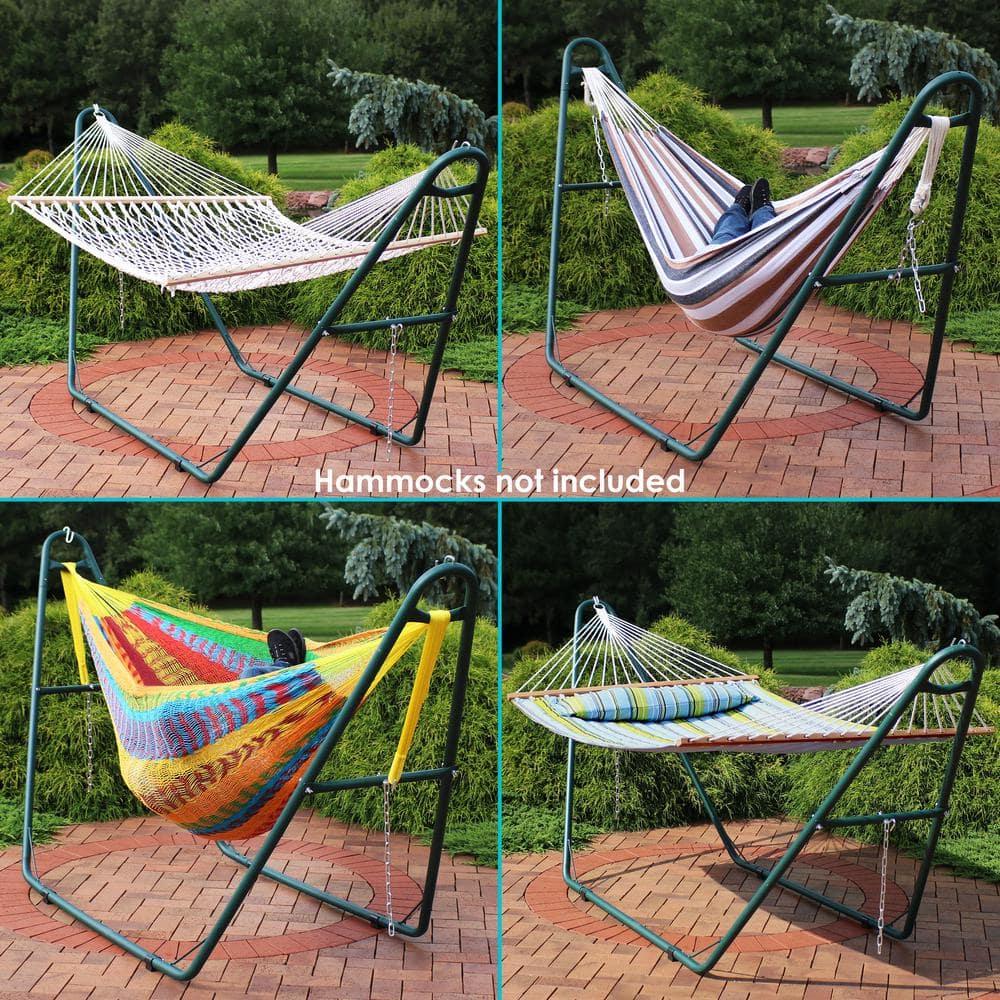 Green Powder-Coated Steel Universal Hammock Stand for 2-Person