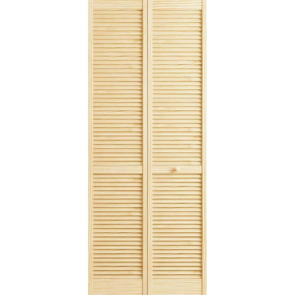 Veranda 36 in. x 80 in. Louver Pine Unfinished Interior Closet Bi