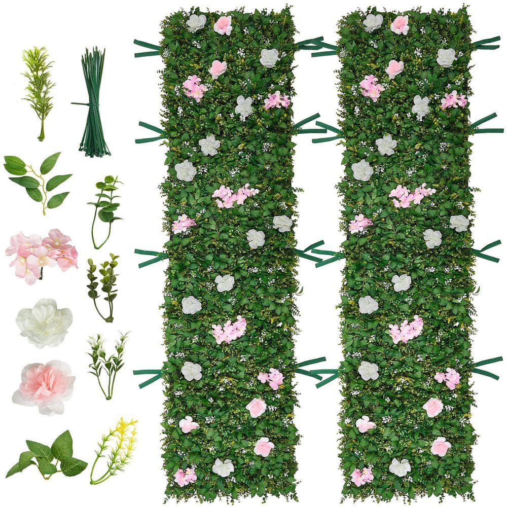 SKYSHALO Artificial Luxury‌ Flower Wall Backdrop, 24 in. W x 3.15