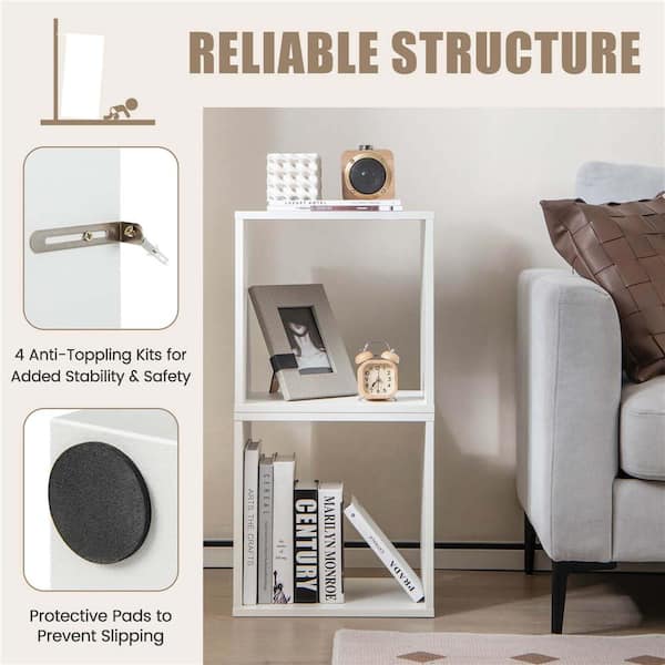 Costway 2-Pieces White 30.5 in. Accent Cabinet Stacking Cubes