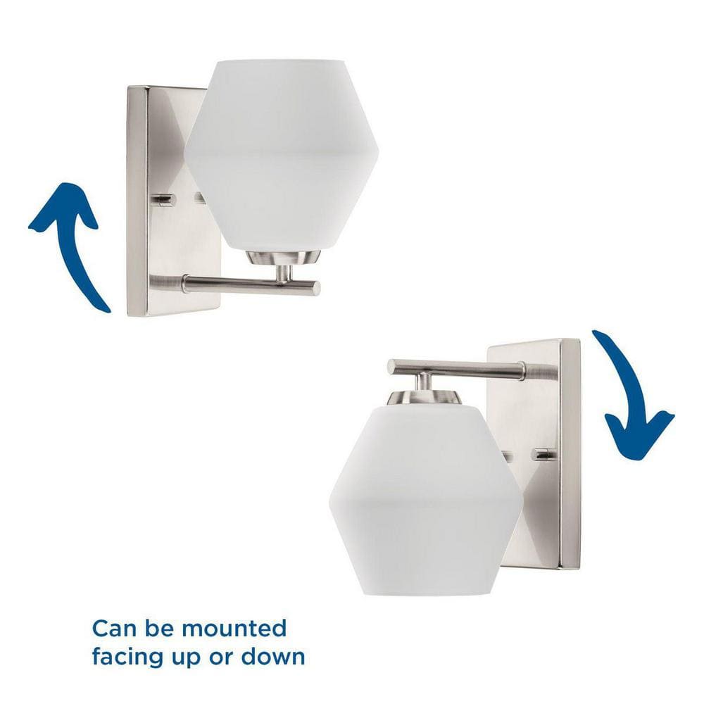 Copeland Brushed Nickel 1-Light Vanity with Opal Glass Shade