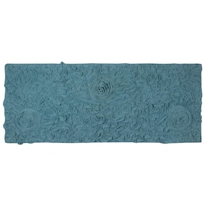 Bell Flower Collection 100% Cotton Tufted Bath Rugs, 21 in. x54 in. Runner, Blue