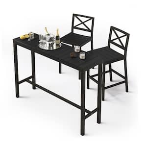Humphrey 5 Piece 55 in. Black Aluminum Outdoor Patio Dining Set Serving Bar Set HDPS Top With Armless Bar Chairs