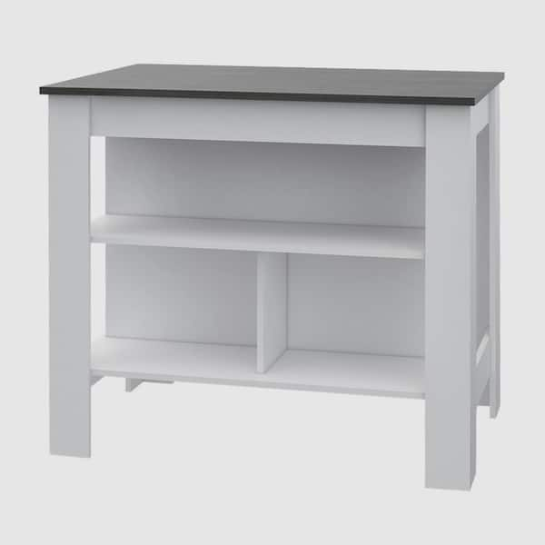 RST BRANDS Lindon Kitchen Island in White with Smokey Oak Top SL-KISL-1 ...