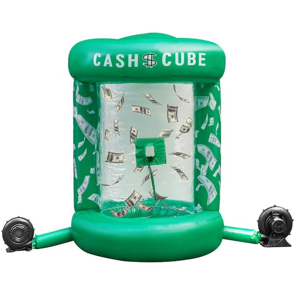 VEVOR Inflatable Money Grab Machine 63 x 83 in. Cash Cube Inflatable with 2-Blowers Money Decorations for Home, Green