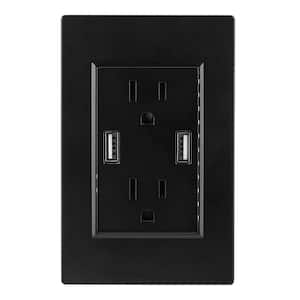 2.4 A Dual USB Wall Outlet Charger, High Speed Duplex Wall Socket Can Charge Up to 2 Devices, Black