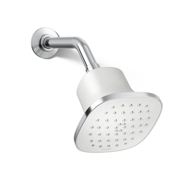 Cinq 1-Spray Pattern 5.125 in. Wall Mount Fixed Shower Head in Polished Chrome
