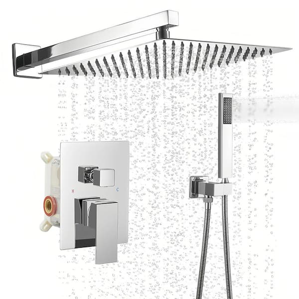 Single Handle 2-Spray Shower Faucet 2.5 GPM with 180° Swivel, Adjustable Flow Rate in Chrome