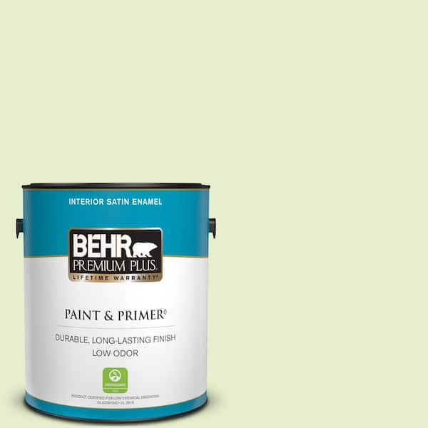 BEHR PREMIUM PLUS 1 gal. #420C-2 Water Sprout Satin Enamel Low Odor Interior Paint & Primer