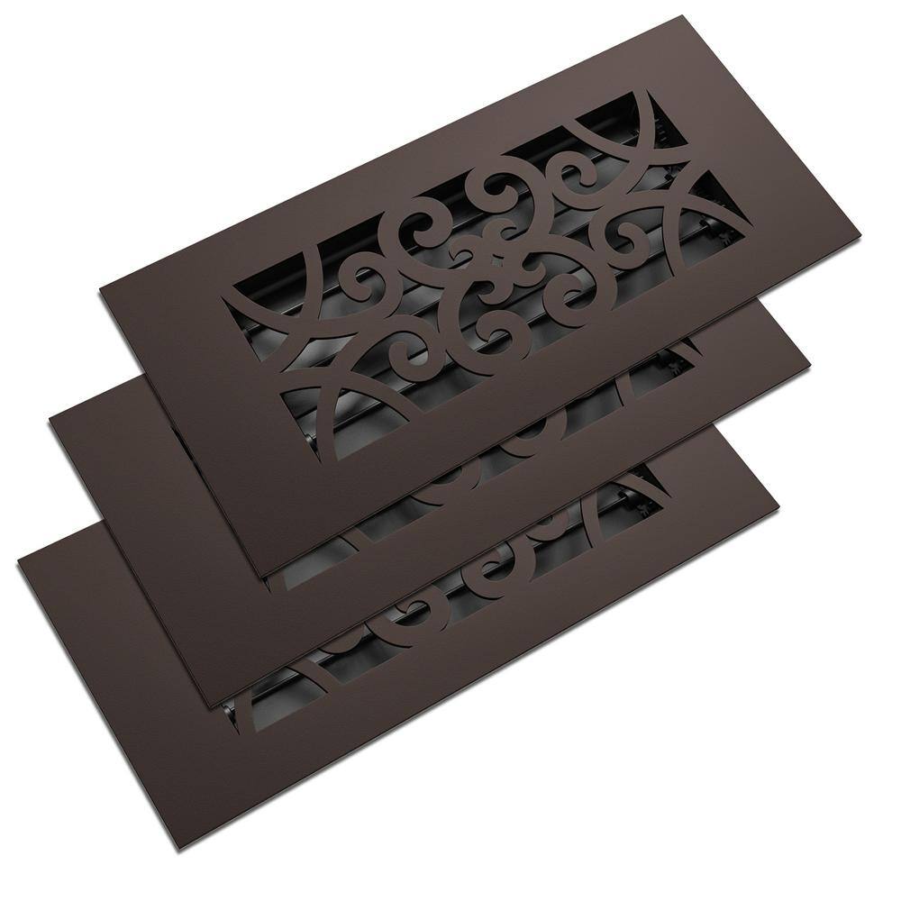 Low Profile 10 in. x 4 in. Steel Floor Register in Oil Rubbed Bronze Curvilinear Pattern (3-Pack) price history on PriceWatchPro