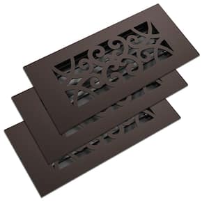 Low Profile 10 in. x 4 in. Steel Floor Register in Oil Rubbed Bronze Curvilinear Pattern (3-Pack)