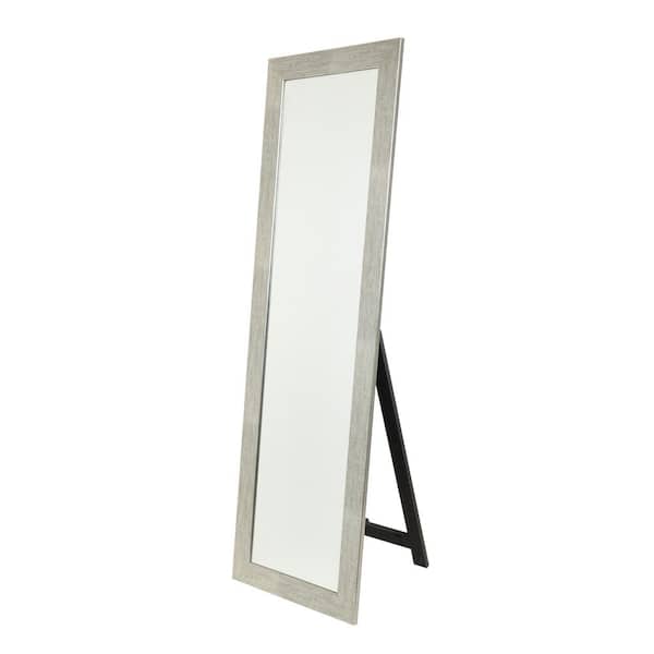BrandtWorks Silver Grain Freestanding Full Length Framed Mirror 21.5 in. W x 71 in. H Black Metal Stand