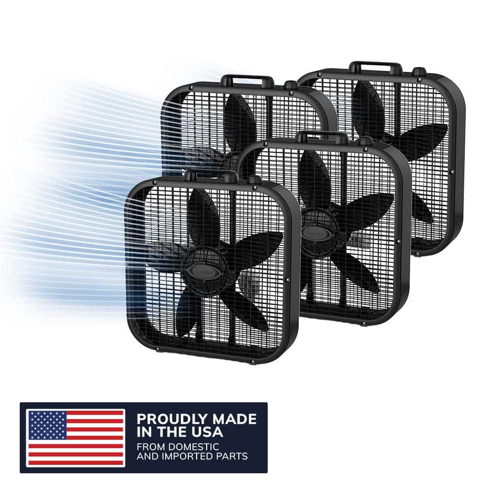 Lasko Black Box Fan 20 in. 3 Speed for Home with Save Smart