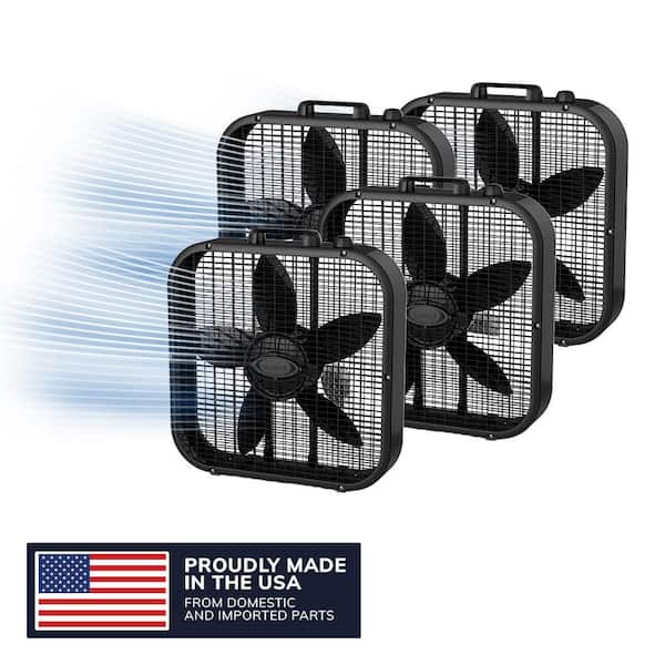 Lasko Black Box Fan 20 in. 3 Speed for Home with Save Smart
