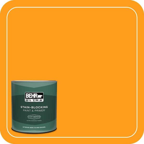 BEHR ULTRA 1 qt. #300B-7 Goldfish Extra Durable Semi-Gloss Enamel Interior Paint & Primer