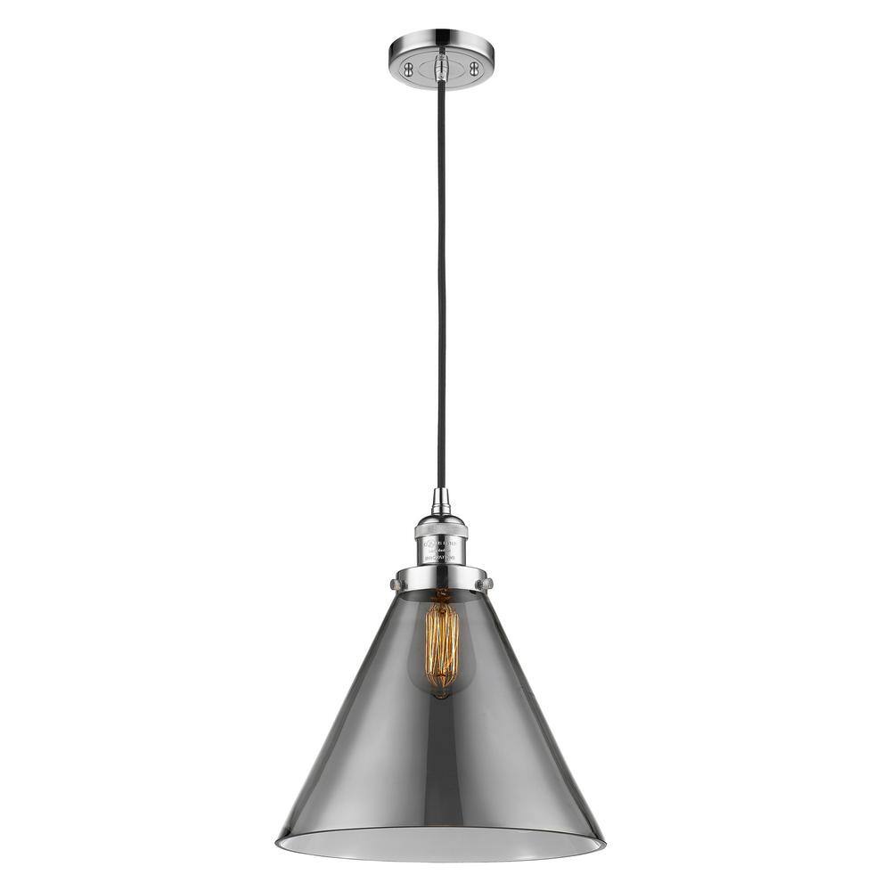 Franklin Restoration Polished Chrome Mini Pendant Light with Tinted Glass Shade