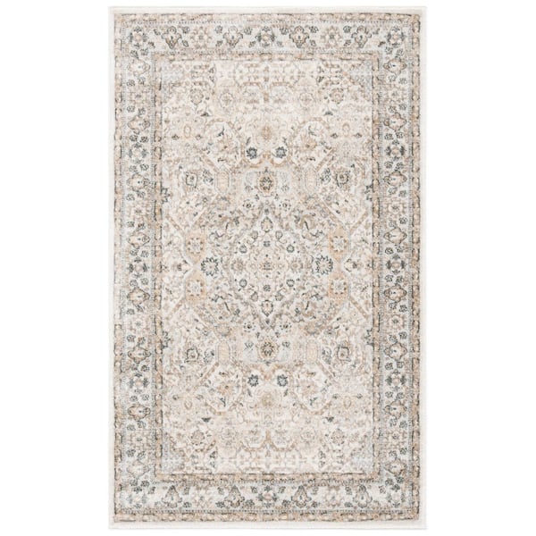 SAFAVIEH Isabella Cream/Beige Doormat 3 ft. x 5 ft. Floral Medallion Area Rug