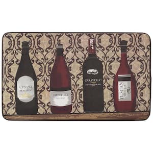 Assorted Wines 18 in. x 30 in. Faux Leather Anti Fatigue Gelness Kitchen Mat