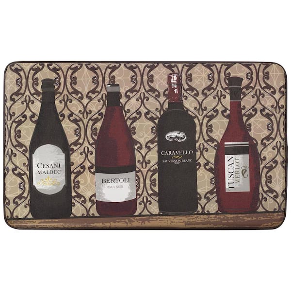 Chef Gear Assorted Wines 18 in. x 30 in. Faux Leather Anti Fatigue Gelness Kitchen Mat