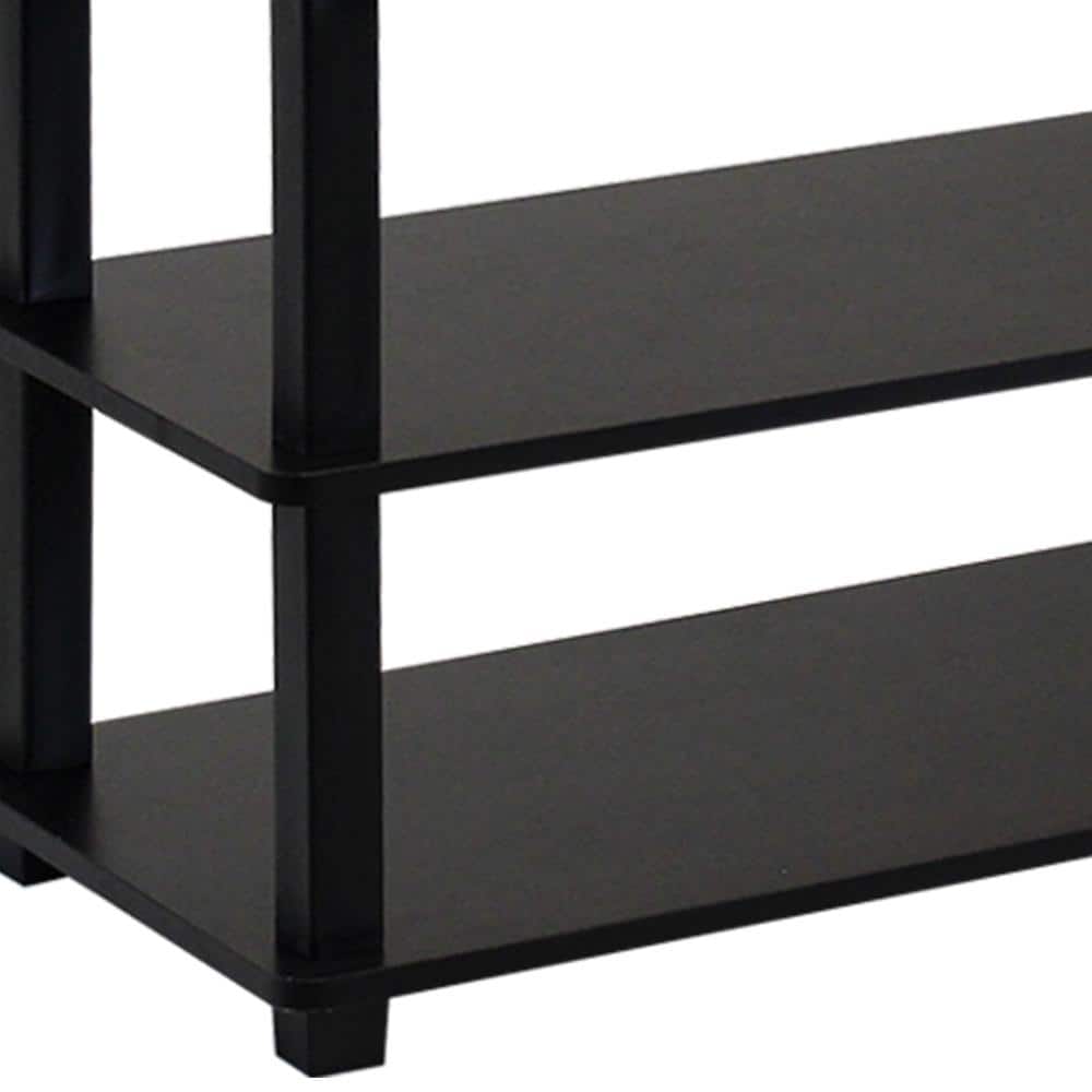 Black Laminated 3-Tier Revolving Wood and Plastic Shelf