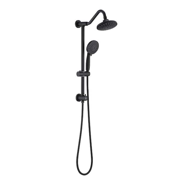 Fapully 2-Spray 6 in. Wall Mount Fixed and Handheld Shower Head, 6-Functions Hand Shower 2.5 GPM in Matte Black