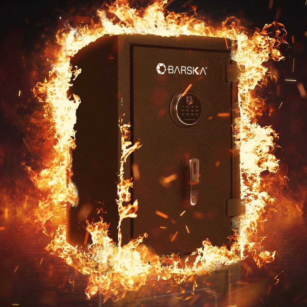 Barska Black Steel Fireproof Biometric Digital Safe - 2.02 Cu Ft