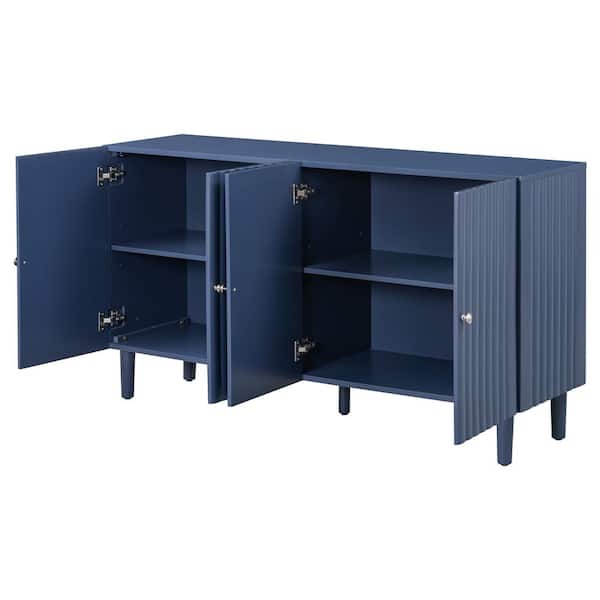 COWLOWN 58.1 in. W x 16.6 in. D x 32.1 in. H Bathroom Navy Blue Linen Cabinet