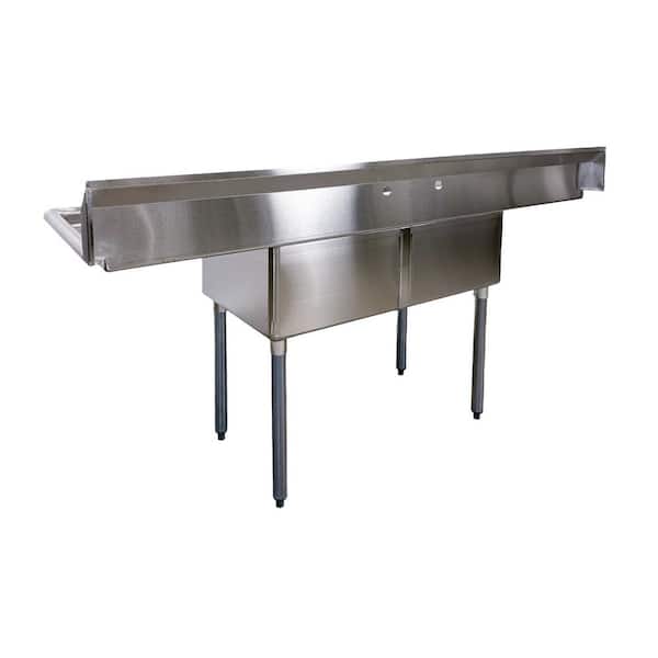 Cooler Depot 72 in. Stainless Steel 2-Compartment Commercial Sink