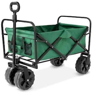 3.3 cu. ft. Folding Multi-Purpose Indoor Outdoor Fabric Garden Cart with Swivel Wheels, Adjustable Handle