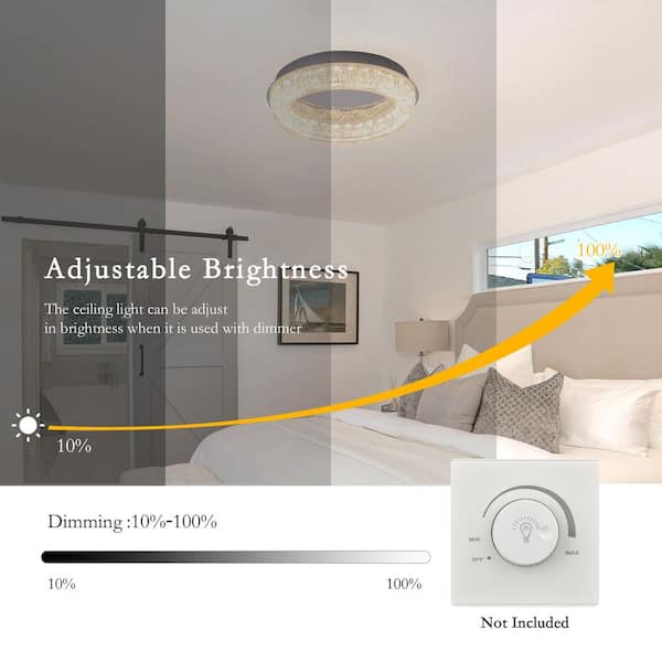 Genoci 12.2 in. 20-Watt Modern Round Chrome Dimmable Integrated