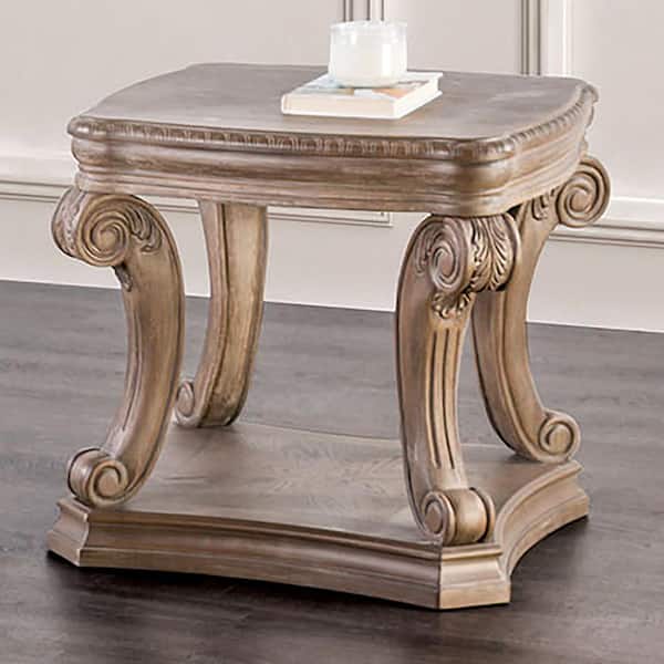 Furniture of America Boyd 26 in. Weathered Oak Square Wood Top End Table with Open Bottom Shelf