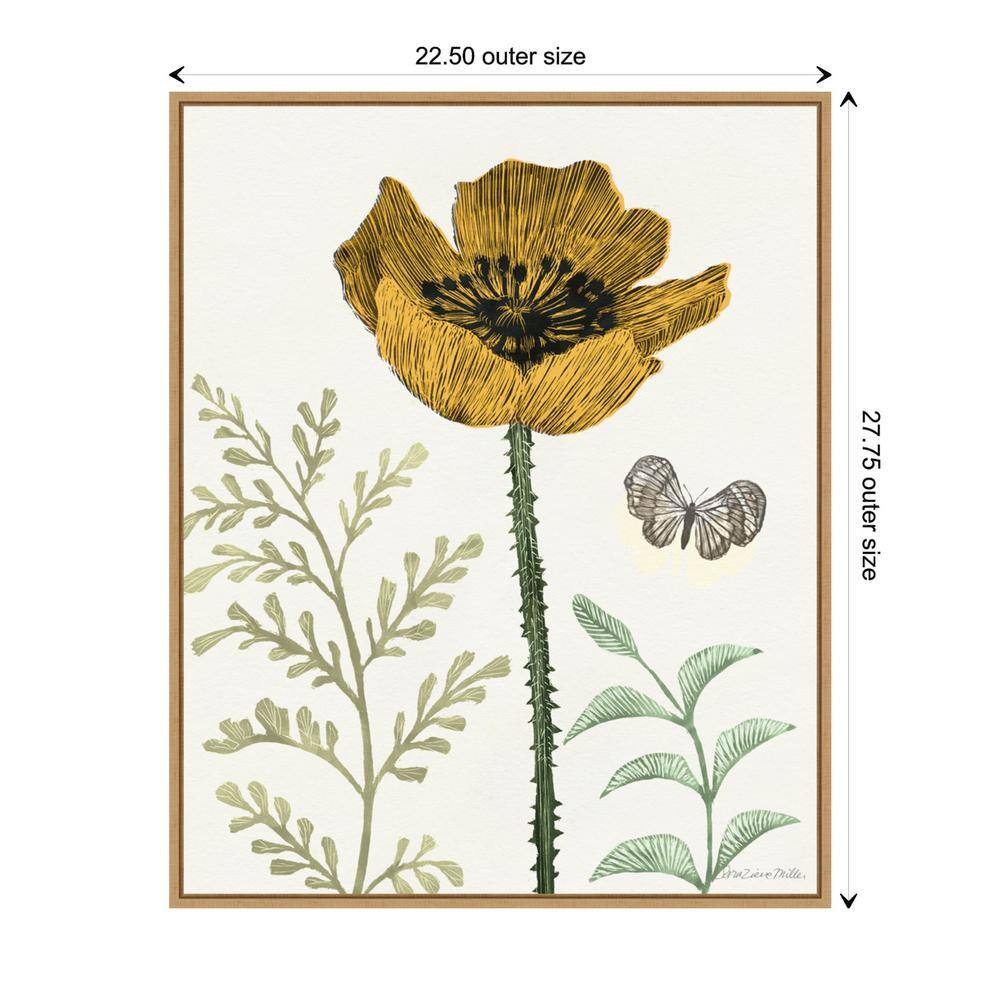 Springtime II Warm Botanical Canvas Wall Art with Light Brown Frame