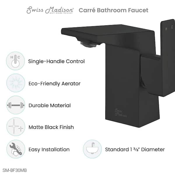 Carre Single-Handle Single-Hole Bathroom Faucet in Matte Black