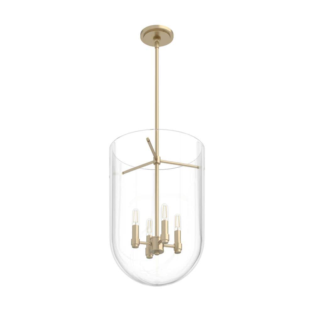 Alturas Gold Bell-Shaped Clear Glass Nickel Pendant Light