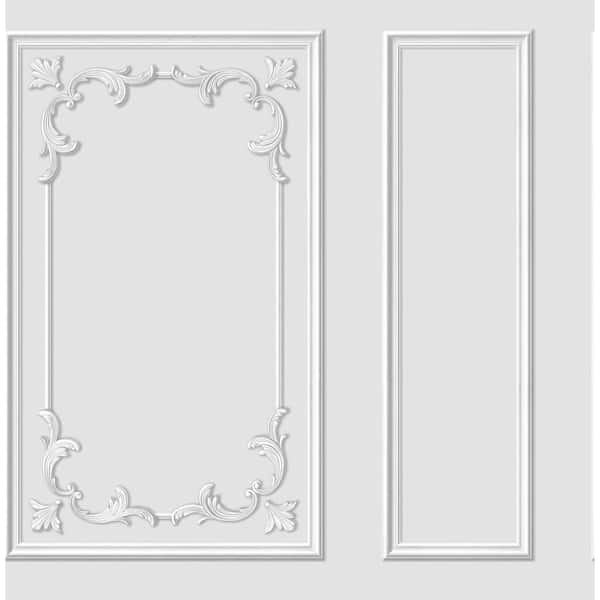 Rhonda White Ornate Paneling Wallpaper Sample