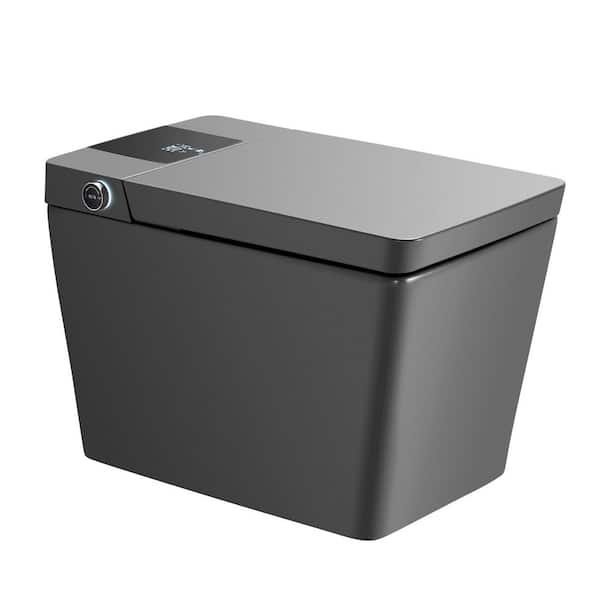 Elongated Smart Toilet Bidet with Bidet Built In, Foot Sensor, Auto Open/Close, Remote Control 1.28 GPF Matte Gray