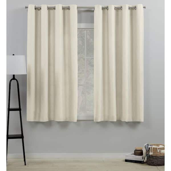 EXCLUSIVE HOME Loha Ivory Solid Light Filtering Grommet Top Curtain, 54 in. W x 63 in. L (Set of 2)
